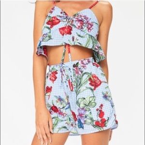 Gingham floral two piece, never worn (Reposh)